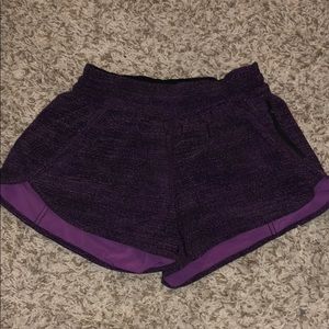 Purple patterned Lululemon shorts
